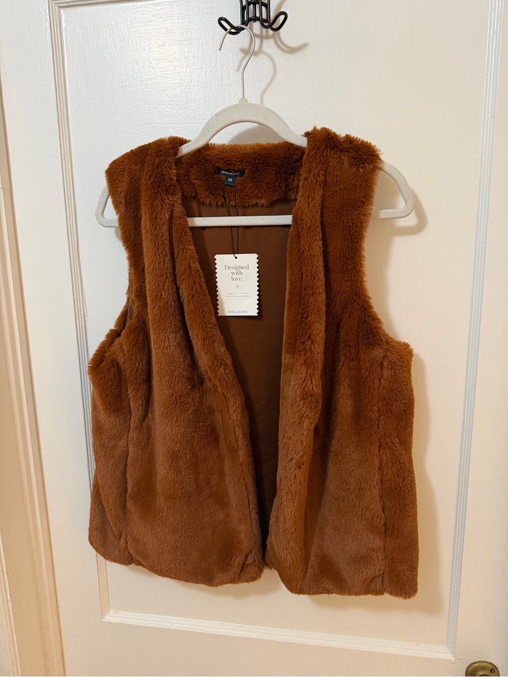 Stella & Dot Plush Faux Fur Vest in Rust